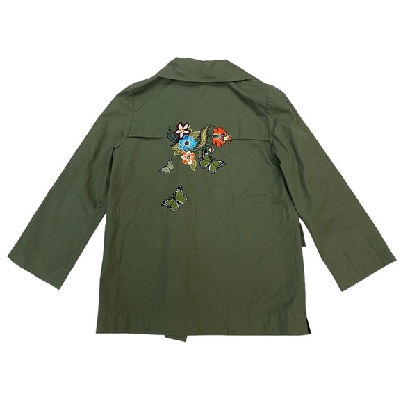 Sandro Utility Jacket Army Green Embroidered Size Small - Picture 5 of 11